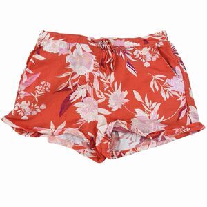 Cynthia Rowley Floral Sleep Cover Up Beach Shorts Orange Tropical Vaca L